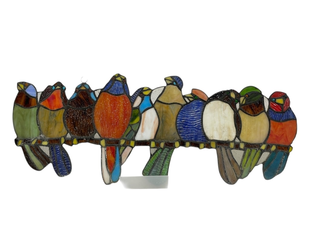 STAINED GLASS COLORFUL BIRDS ON A WIRE 24" (1 of 6)