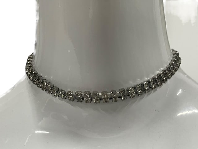 VINTAGE SIGNED EISENHOWER RHINESTONE DOUBLE CHOKER: - Vintage signed EISHENHOWER - Gorgeous vintage quality double row of rhinestones - Faux diamond vintage from the 40's era - Excellent clean condition msn By bidding on this listing, you understand an