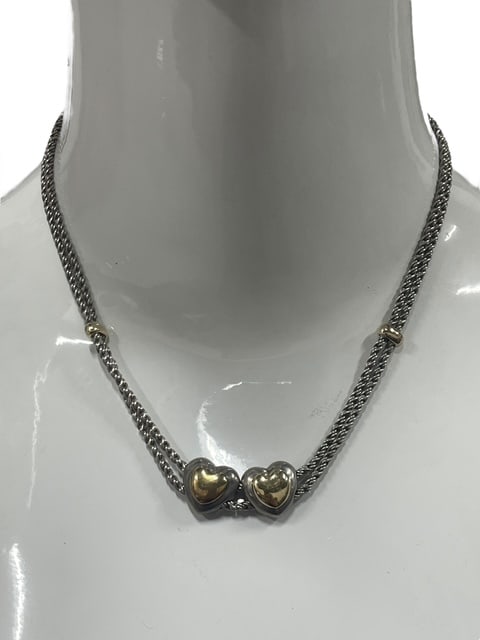 TIFFANY & CO STERLING DOUBLE HEART ROPE 925 14K: - Signed T&Co for Tiffany & Co - STerling silver double rope with double hearts - The dreamiest Valentines Day gift for her! - Stamped both 925 and 14k and is good condition - Silver has not been poli