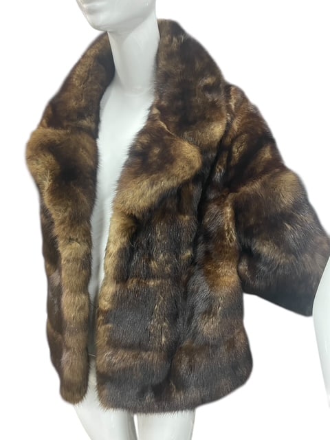 BEAUTIFUL BROWN FOX FUR 3/4 SLEEVE CROP COAT FOXY (1 of 13)