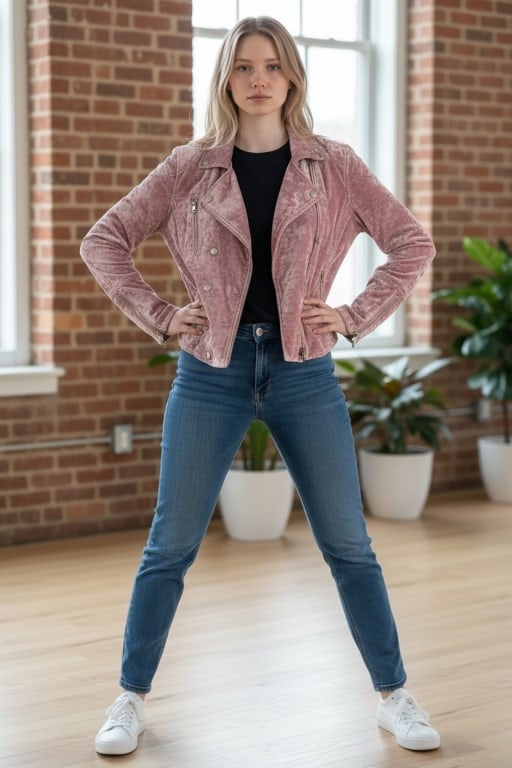 WE THE FREE PEOPLE LAVENDER VELVET MOTO JACKET L (1 of 9)