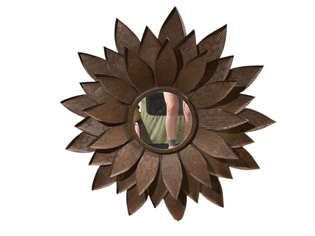 VINTAGE POTTERY BARN RUST METAL SUNFLOWER MIRROR L (1 of 6)