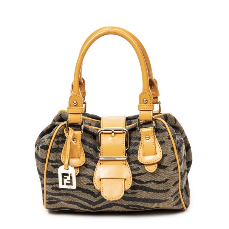 FENDI FF CHARM BUCKLE HANDBAG TIGER PRINTED CANVA (1 of 12)