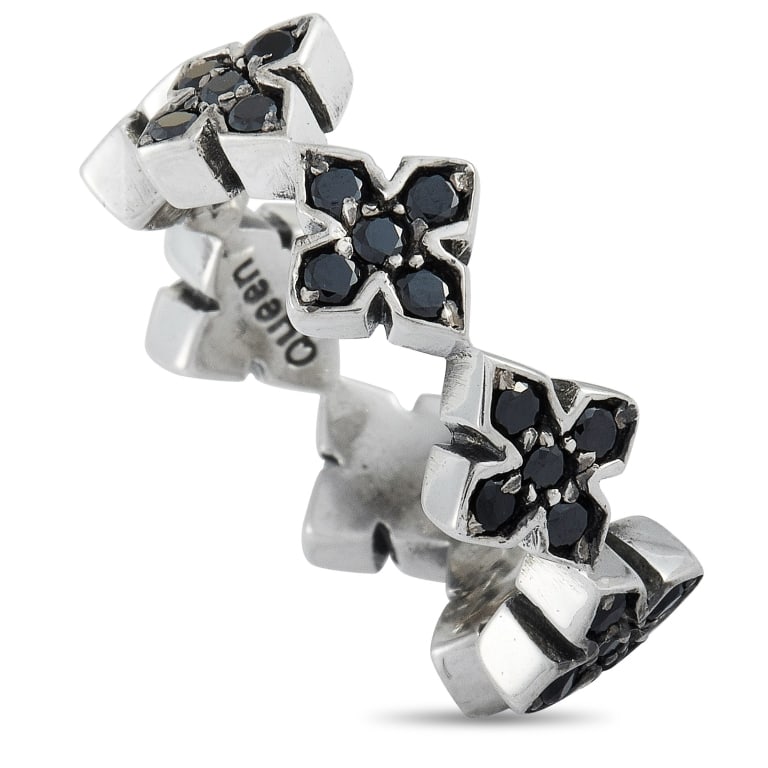 KING BABY SILVER AND BLACK CUBIC ZIRCONIA MB CROSS (1 of 6)
