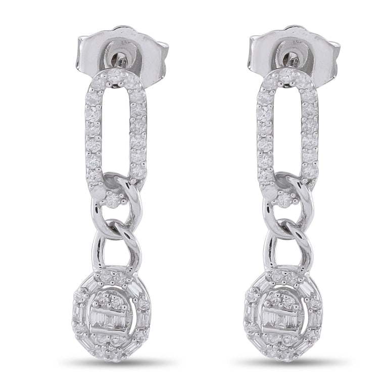 14K WHITE GOLD 0.45CT DIAMOND OVAL DROP EARRINGS (1 of 5)