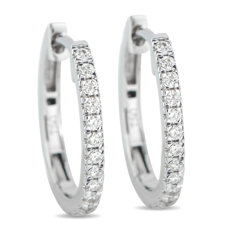 18K WHITE GOLD 0.30CT DIAMOND HOOP EARRINGS (1 of 5)