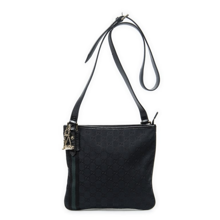 GUCCI WEB JOLICOEUR BLACK MONOGRAMMED CROSSBODY (1 of 10)
