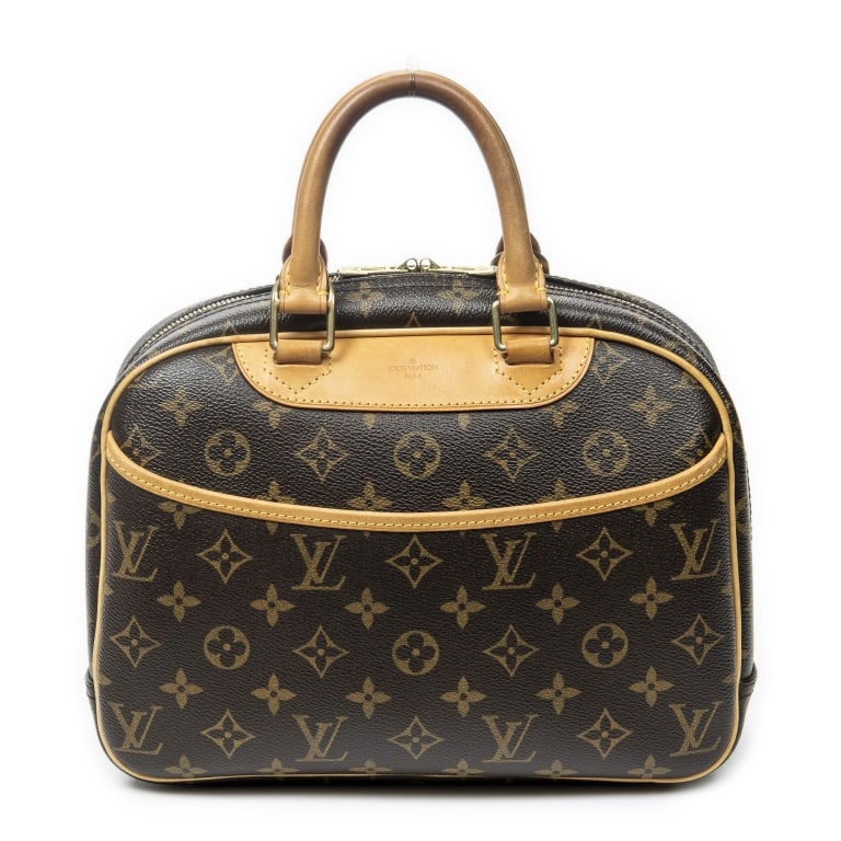 LOUIS VUITTON TROUVILLE BROWN MONOGRAM HANDBAG: *For ALTERNATIVE SHIPPING QUOTES, please visit www.dejavuauctionshipping.com* Louis Vuitton Trouville Brown Monogram Canvas Golden Brass * COLOR: Brown * PRODUCTION CODE: MI0046 (April 2006) * INCLUDE