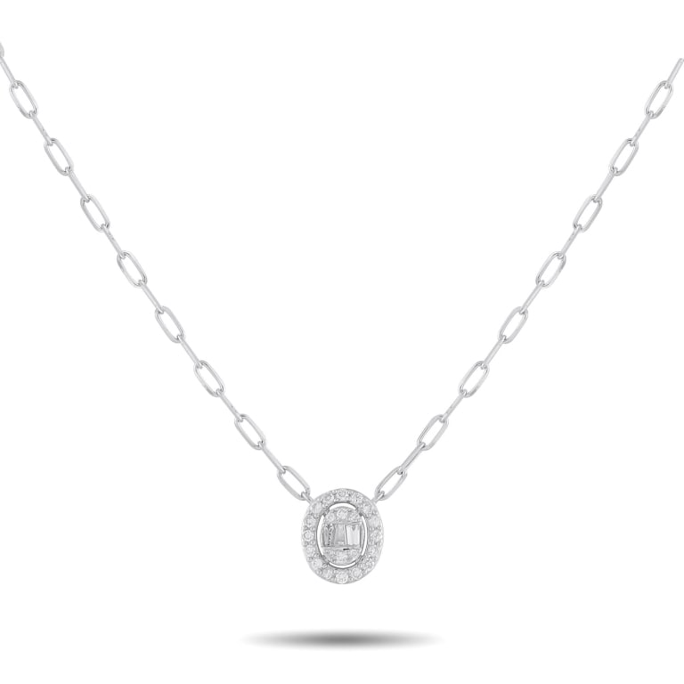 14K WHITE GOLD 0.30CT DIAMOND PENDANT NECKLACE (1 of 5)