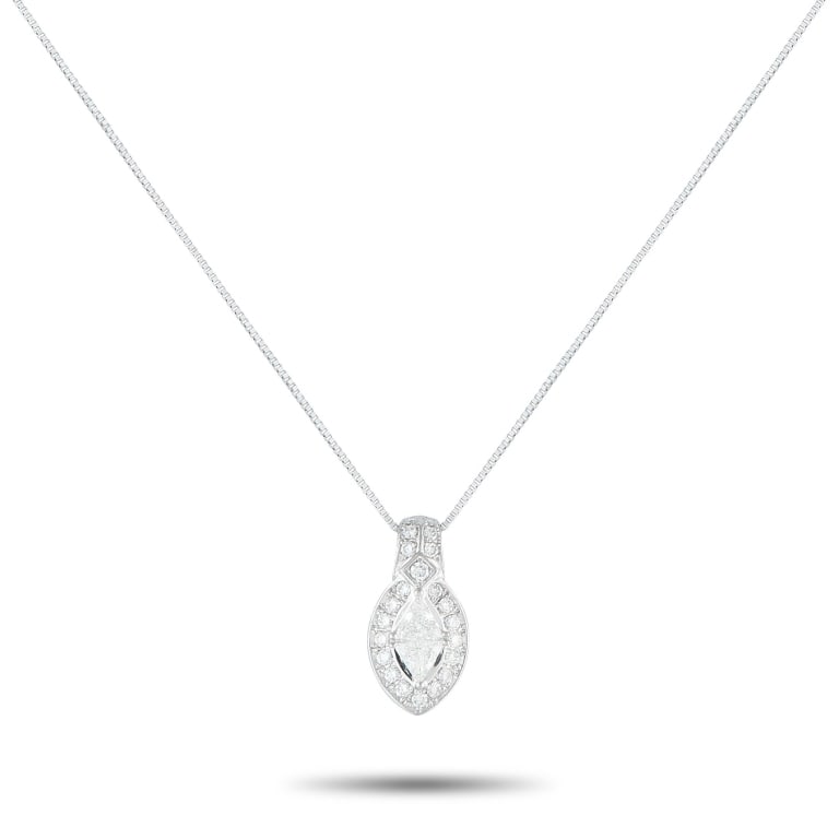 PLATINUM 0.65CT DIAMOND PENDANT NECKLACE 17" (1 of 5)