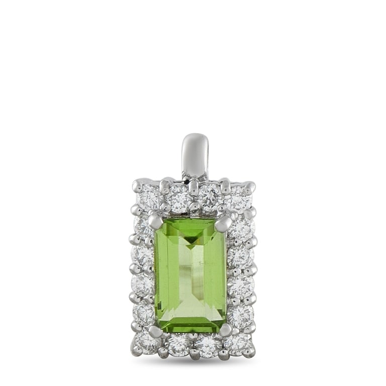 PLATINUM 0.63CT DIAMOND AND PERIDOT PENDANT LUXURY (1 of 4)