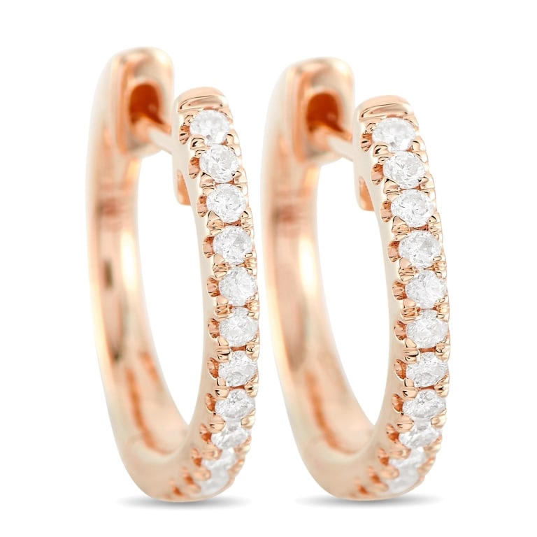 14K ROSE GOLD 0.22CT DIAMOND HOOP EARRINGS (1 of 4)