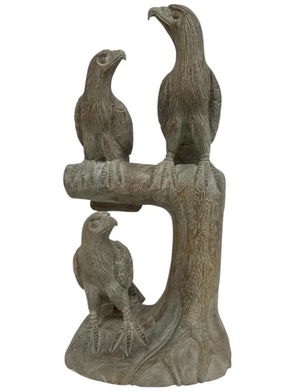 HAND-CARVED WOOD EAGLE SCULPTURE 20" (1 of 5)