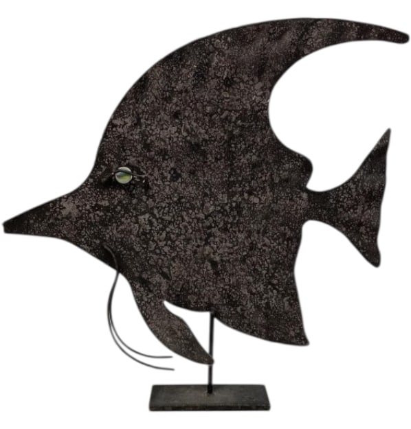MODERN BRUTALIST STYLE METAL FISH SCULPTURE 25" (1 of 2)