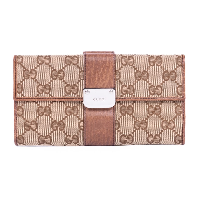 GUCCI CONTINENTAL FLAP WALLET BEIGE/BROWN MONOGRA (1 of 10)