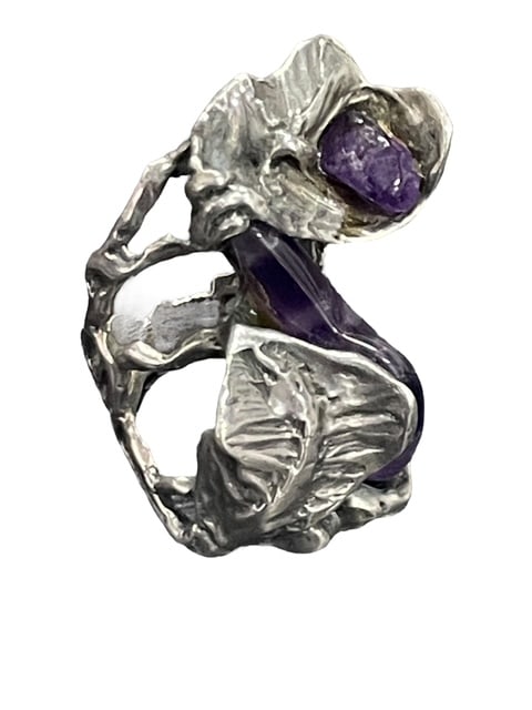 ARTISAN STERLING SILVER AMETHYST CLUSTER RING SZ 8 (1 of 9)