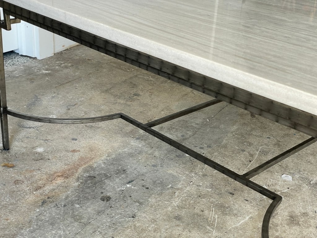 RECTANGULAR MARBLE TOP COFFEE TABLE W METAL BASE - 7