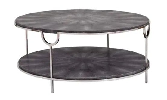 SHAGREEN STYLE COFFEE TABLE W CHROME 38" (1 of 5)