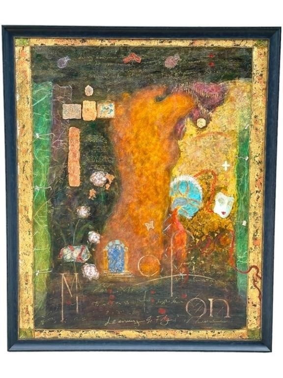 ROY FAIRCHILD WOODARD EMBELLISHED GICLEE 44": ROY FAIRCHILD WOODARD EMBELLISHED GICLEE ON CANVAS "LEARNING TO FLY " -44" X 37" APPROX -VERY GOOD PRE OWNED CONDITION -DP61824