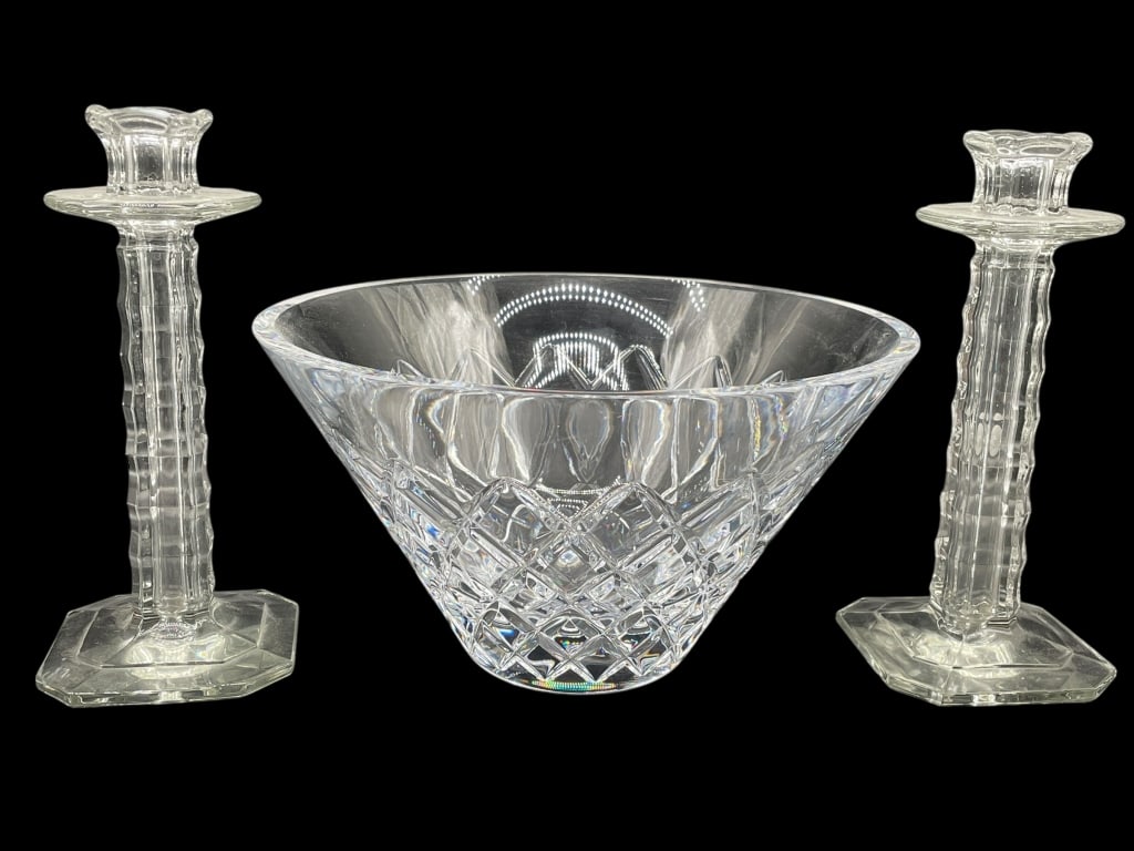 Cut Crystal Center Bowl With Matching Candlesticks (1 of 3)