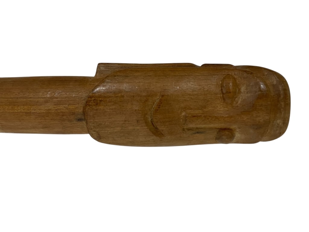 HAND-CARVED WOOD MOAI STATURE FIGURINE CANE (1 of 2)