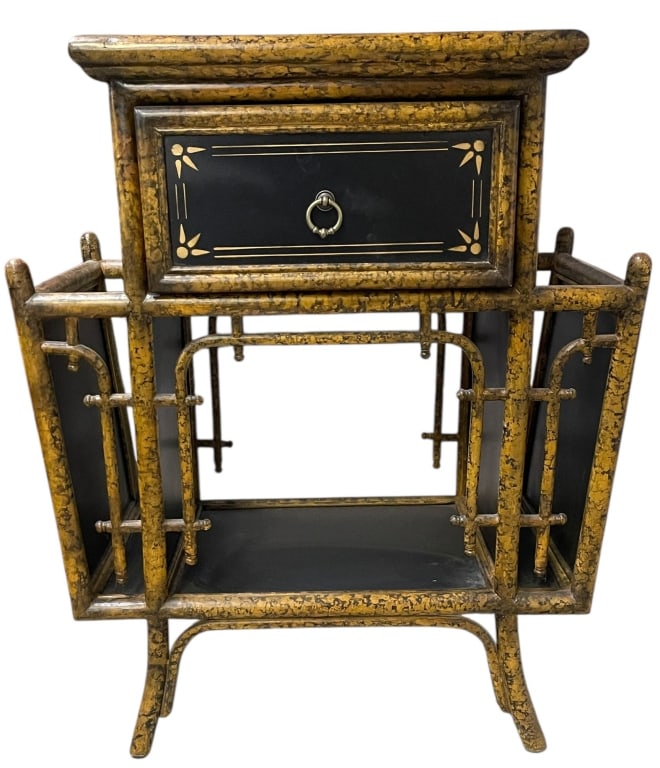 VINTAGE CHINOISERIE FAUX BAMBOO MAGAZINE RACK TABE (1 of 5)