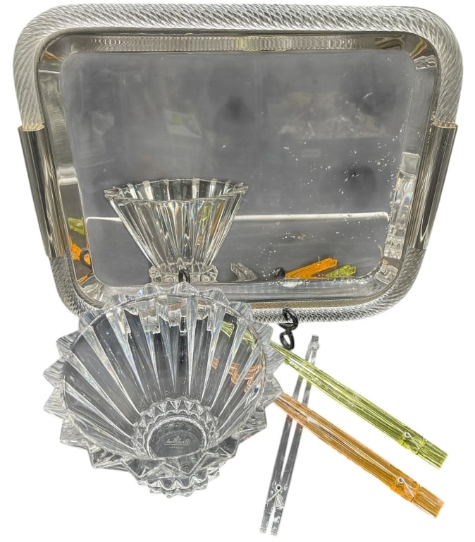 ROSENTHAL GERMANY CRYSTAL & CHROME SERVING SET (1 of 2)