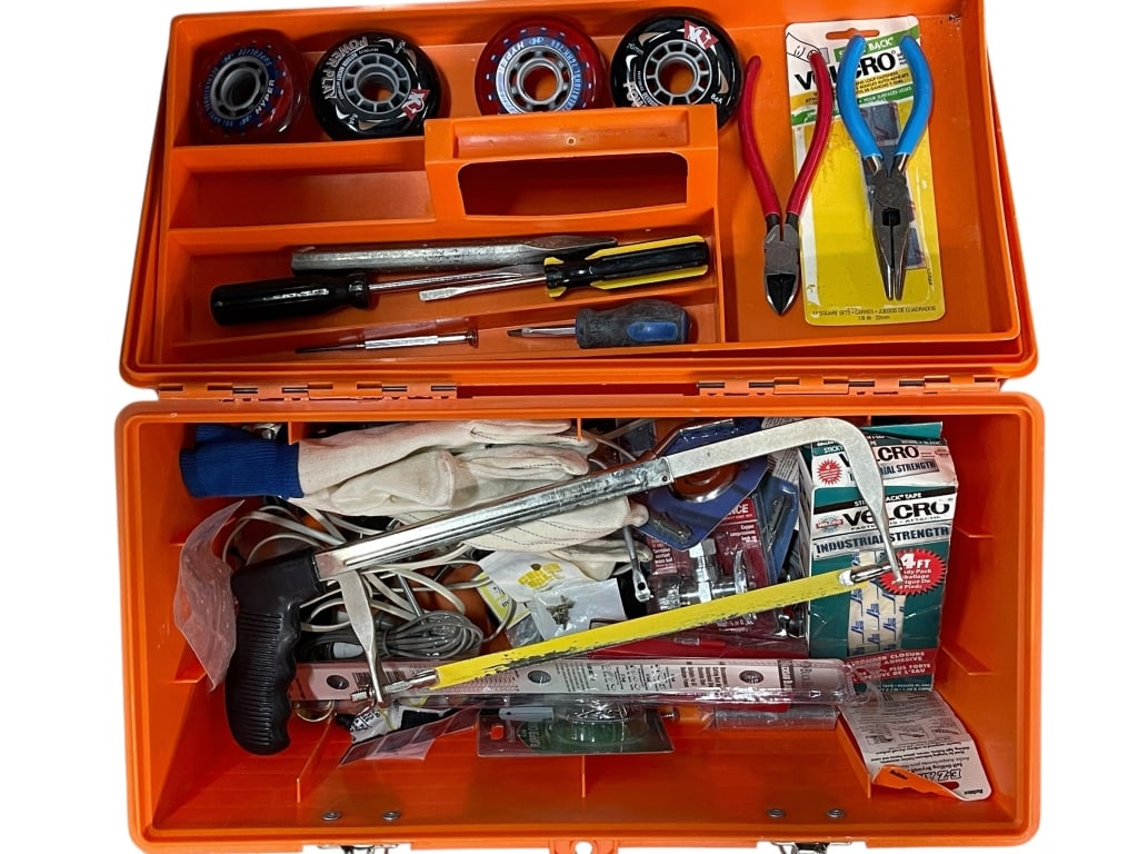 TOOL BOX WITH ASSORTED HARDWARE (1 of 2)
