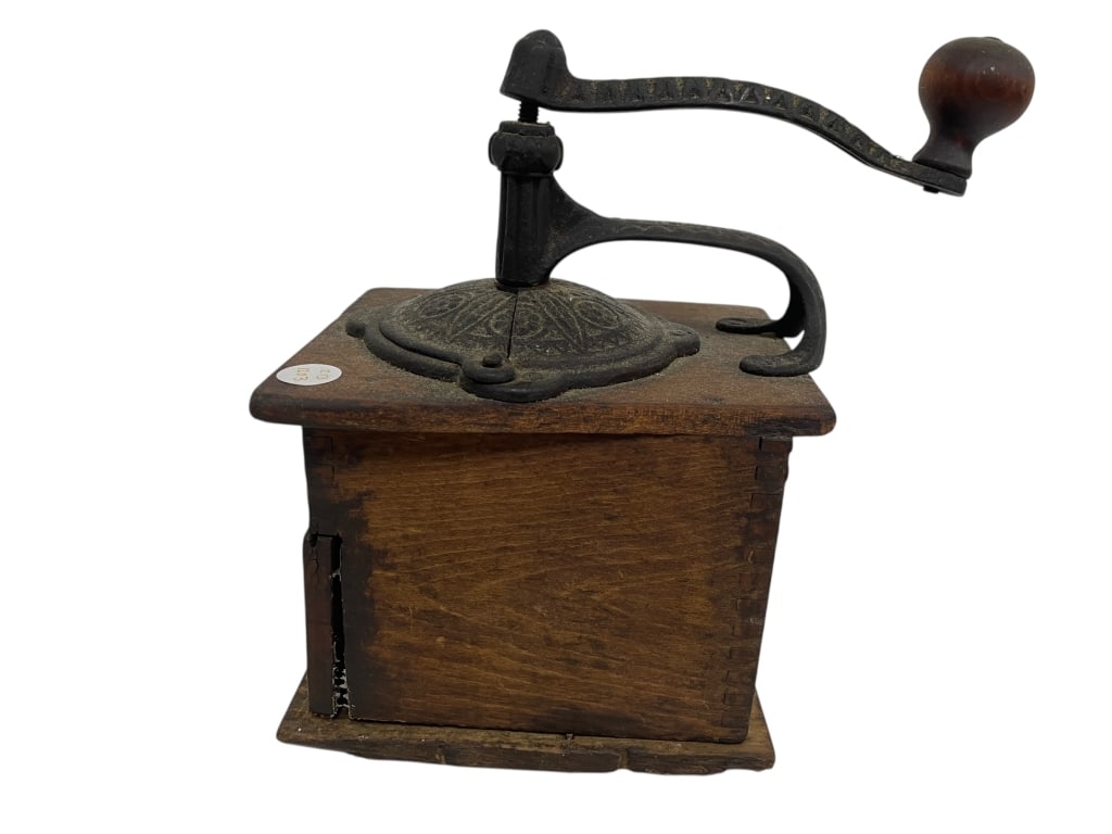 ANTIQUE WOODEN COFFEE GRINDER WITH CAST IRON (1 of 4)