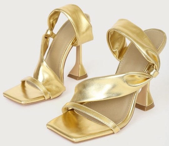 NEW IN BOX! DAPH GOLD HEELS SZ 6 (1 of 7)