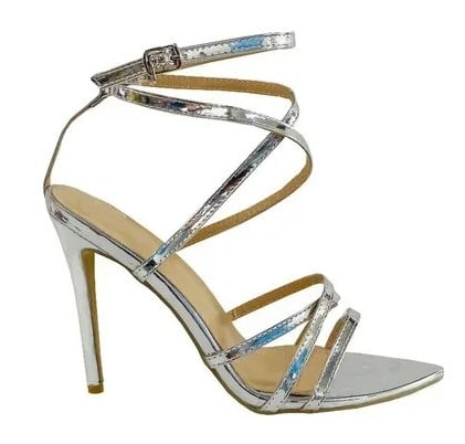 NEW IN BOX! LEILA SILVER HEELS SZ 5: NEW IN BOX! LEILA SILVER HEELS SZ 5 -FASHION HEELS -SIZE 5