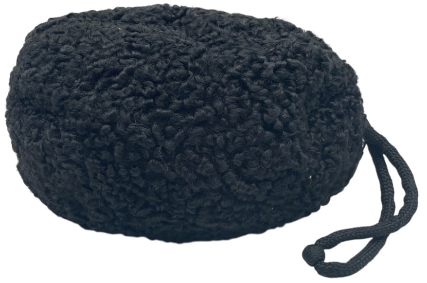 BLACK CURLY LAMP FUR HAND MUFF 9" (1 of 7)