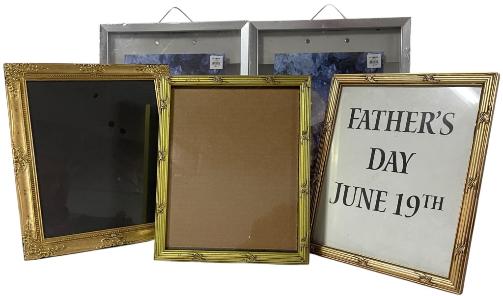 3 ornate gold and 2 modern silver picture frames (1 of 5)