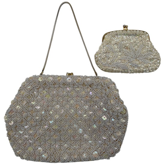 VTG BEADED EVENING BAG W SEQUIN COINPURSE (1 of 8)