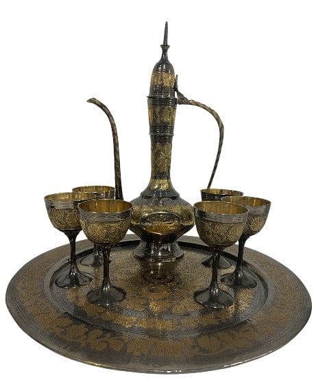 METAL & BRASS WINE SET 8 PIECES (1 of 4)