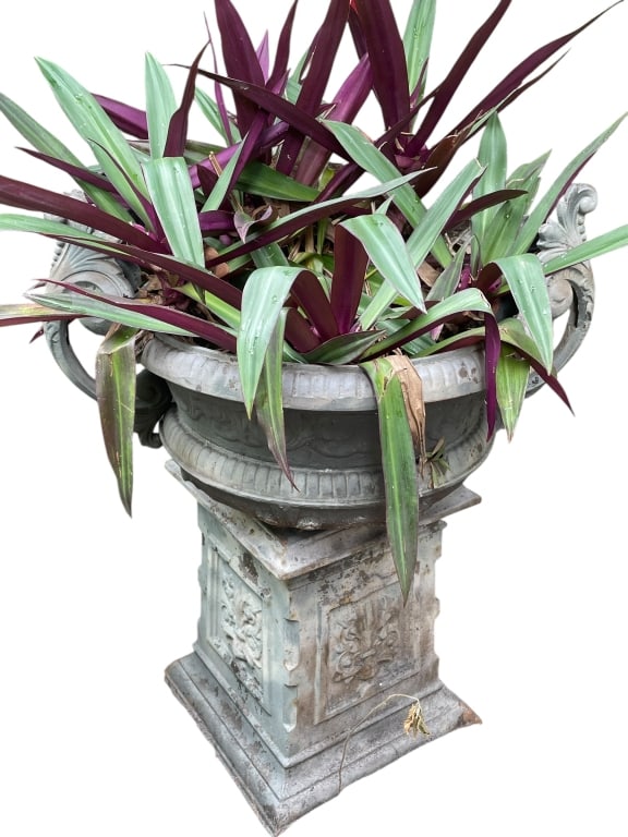 CAST IRON URN PLANTER ON PEDESTAL 35" (1 of 6)