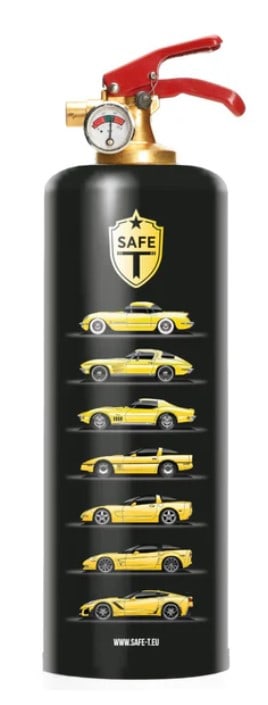 NEW AMERICA'S SPORT CAR- DESIGN FIRE EXTINGUISHER: Safe-T Design Fire Extinguisher is made to be part of your home decor, ready in plain sight should you need it. Built per the strictest CE norms and made from the highest quality materials, Safe-T is