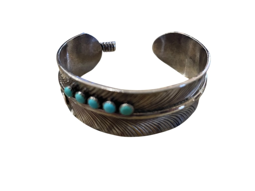 CHARLEY NAVAJO STERLING FEATHER CUFF BRACELET (1 of 6)