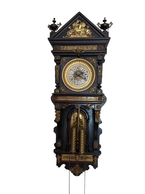 19TH C. BLACK FOREST GILT BRONZE REGULATOR CLOCK (1 of 8)