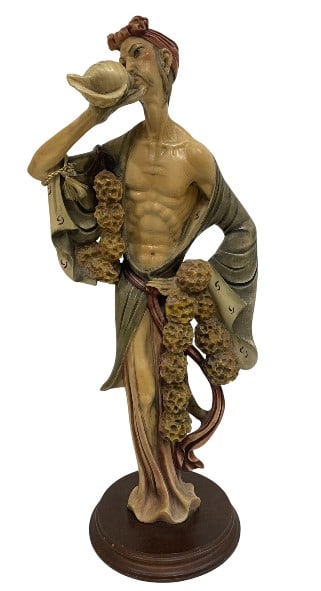 CARVED FIGURAL ALABASTER SCULPTURE 16": ****for competitive shipping options please go to www.dejavuauctionshipping.comCARVED FIGURAL ALABASTER SCULPTURE ON WOOD BASE-Very good pre owned condition-Approx 16"h x 5"w-The figure is finely