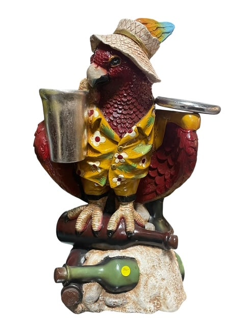 FUNKY HAWAIIAN ATTIRE PARROT BUTLER STATUE 24" NEW (1 of 8)