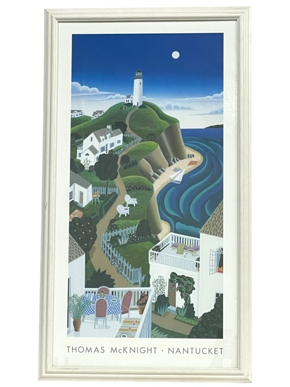 THOMAS MCKNIGHT “NANTUCKET?? FRAMED ART PRINT: ****for competitive shipping options please go to www.dejavuauctionshipping.com -THOMAS MCKNIGHT “NANTUCKET” FRAMED ART PRINT -Iconic decorative art print by celebrated American artist Thomas