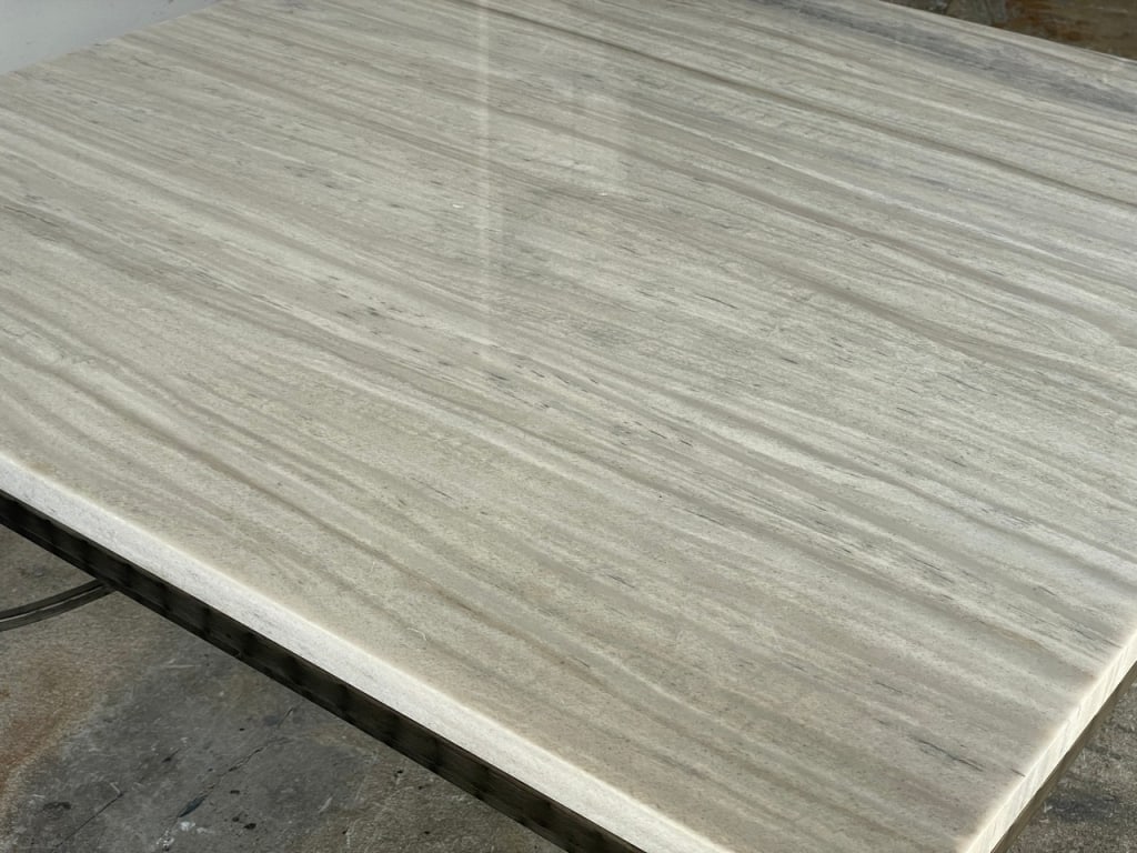 RECTANGULAR MARBLE TOP COFFEE TABLE W METAL BASE - 9