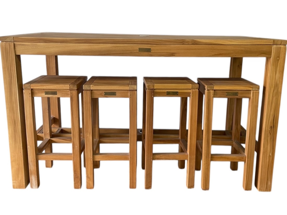 TEAK RECTANGLE BAR HEIGHT OUTDOOR DINING SET 71" - 2
