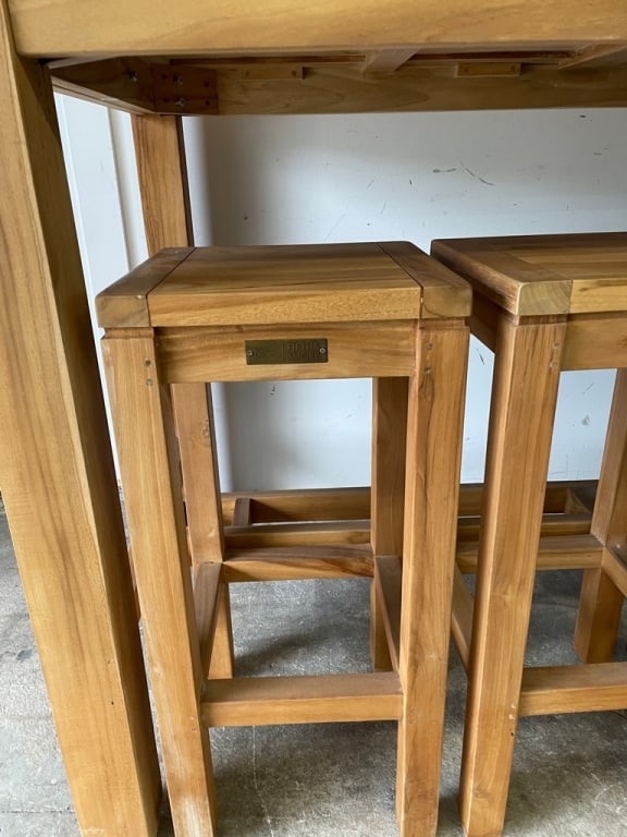 TEAK RECTANGLE BAR HEIGHT OUTDOOR DINING SET 71" - 4
