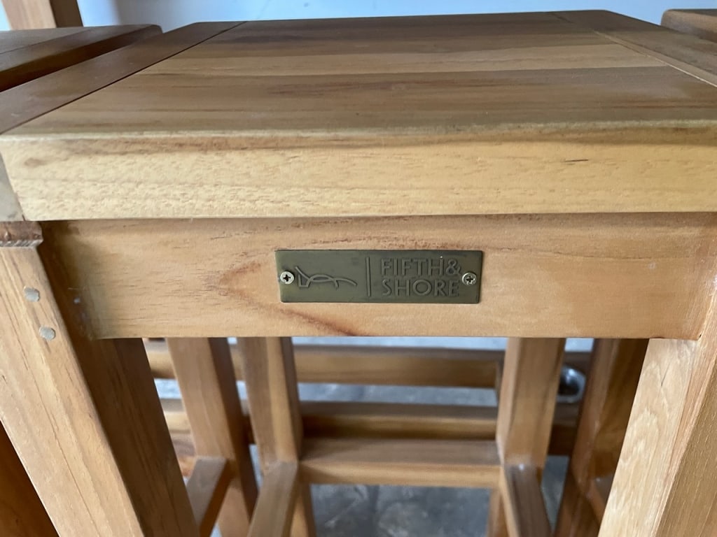 TEAK RECTANGLE BAR HEIGHT OUTDOOR DINING SET 71" - 6