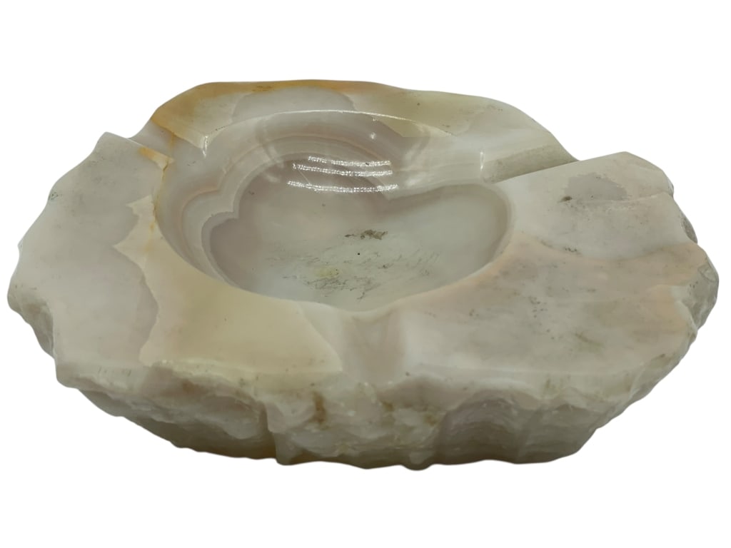 NATURAL CARVED ONYX OR ALABASTER CATCHALL BOWL 7" (1 of 6)