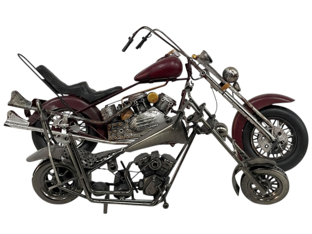 PAIR OF METAL MOTORCYCLE SCULPTURES (1 of 10)