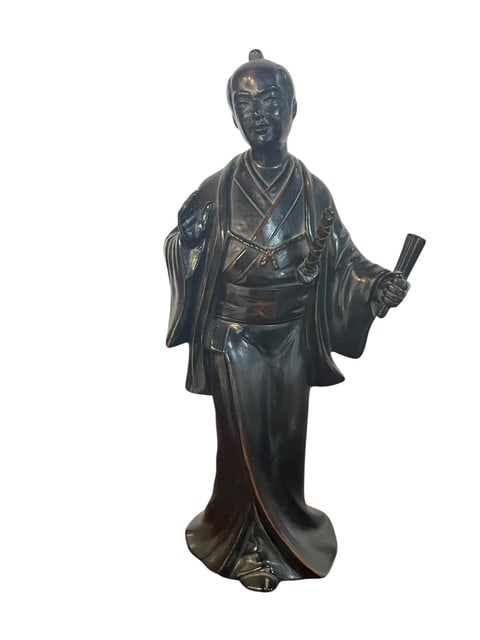 FITZ&FLOYD JAPAN BLACK CERAMIC VERNISSAGE SAMURAI: *For ALTERNATIVE SHIPPING QUOTES or local PICKUP details, please visit www.dejavuauctionshipping.com* This item is a Fitz & Floyd Japan Black Ceramic Vernissage Figure Samurai warrior, a collectible p