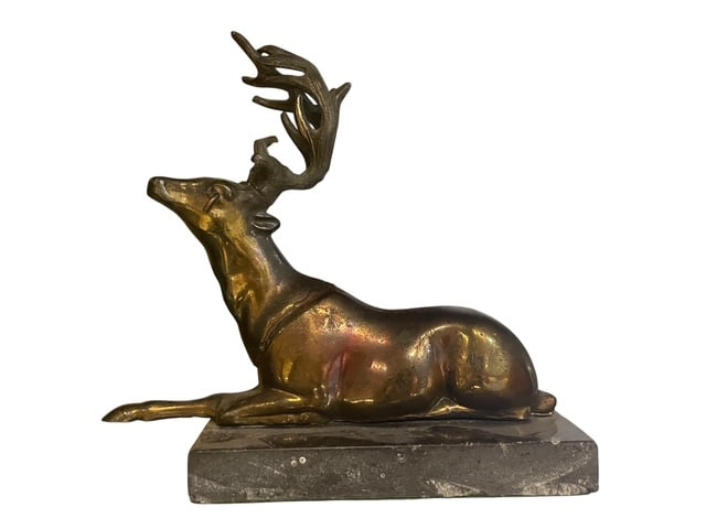 EBROS WILDLIFE TROPHY BRONZE STAG DEER ON MARBLE (1 of 7)